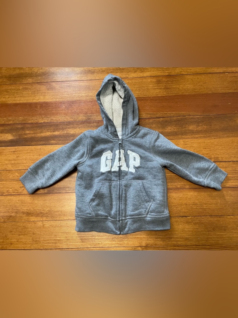 GAP Baby Heather Gray Sherpa-Lined Bear Ear Hoodie Size 18-24 Months